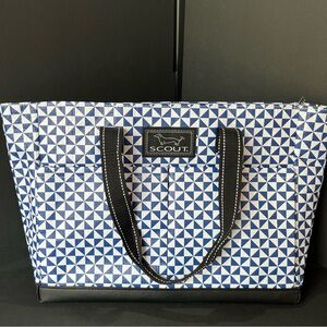 Scout Uptown Girl Tote Bag Blue White Tic Tac Tile Beach Pool Summer
